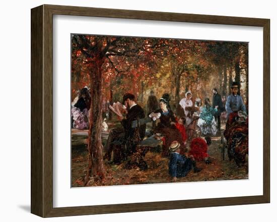 In the Jardin De Luxembourg (A Reminiscence of the Jardin De Luxembour), 1876-Adolph Menzel-Framed Giclee Print