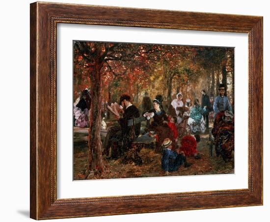 In the Jardin De Luxembourg (A Reminiscence of the Jardin De Luxembour), 1876-Adolph Menzel-Framed Giclee Print