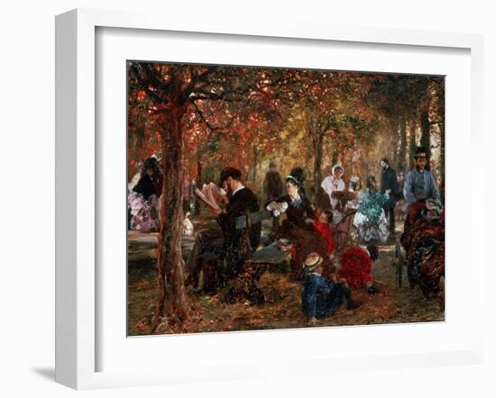 In the Jardin De Luxembourg (A Reminiscence of the Jardin De Luxembour), 1876-Adolph Menzel-Framed Giclee Print