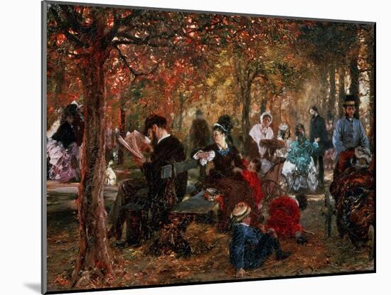 In the Jardin De Luxembourg (A Reminiscence of the Jardin De Luxembour), 1876-Adolph Menzel-Mounted Giclee Print