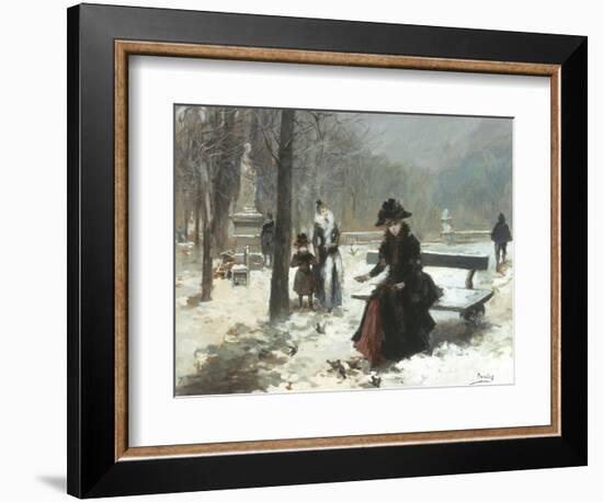 In the Jardins du Luxembourg, Paris, Feeding the Birds-Vincenta De Parades-Framed Giclee Print