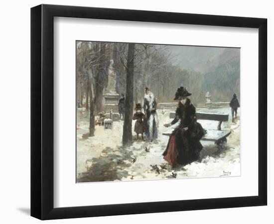 In the Jardins du Luxembourg, Paris, Feeding the Birds-Vincenta De Parades-Framed Giclee Print