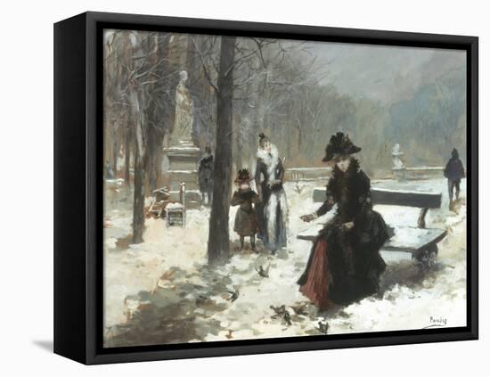 In the Jardins du Luxembourg, Paris, Feeding the Birds-Vincenta De Parades-Framed Premier Image Canvas