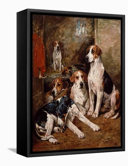 In the Kennel (Oil on Canvas)-John Emms-Framed Premier Image Canvas