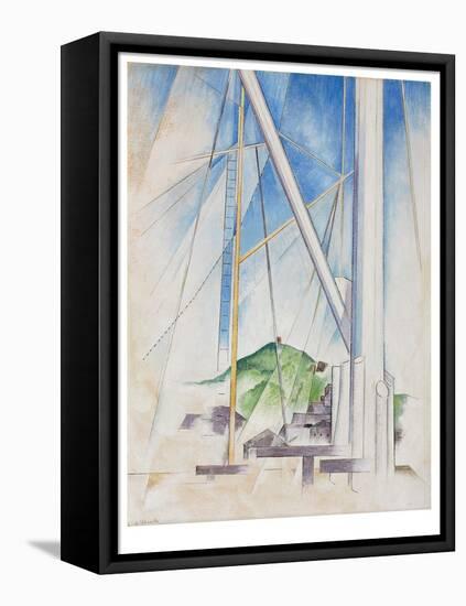 In the Key of Blue, C.1919 (Tempera & Pencil on Board)-Charles Demuth-Framed Premier Image Canvas