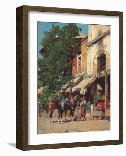 In the Marketplace, Istanbul, 1881 (Oil on Canvas)-Alberto Pasini-Framed Giclee Print