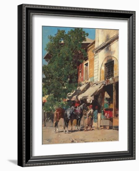 In the Marketplace, Istanbul, 1881 (Oil on Canvas)-Alberto Pasini-Framed Giclee Print