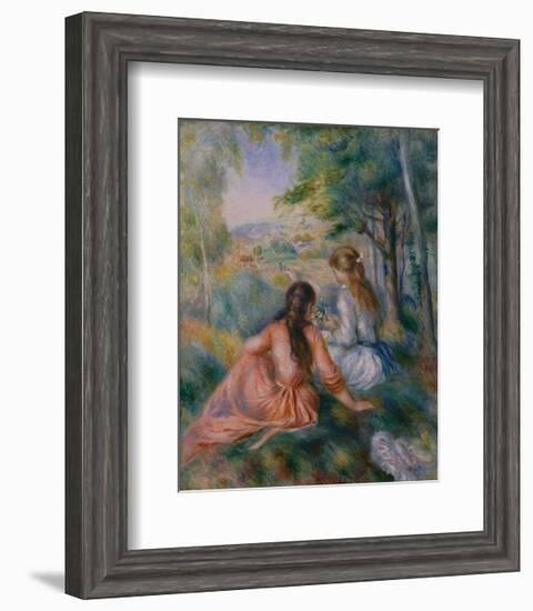 In the Meadow-Pierre-Auguste Renoir-Framed Art Print