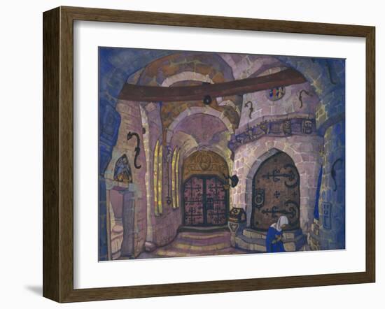 In the Monastery. Stage Design for the Opera Sister Beatrice by A. Davydov, 1914-Nicholas Roerich-Framed Giclee Print