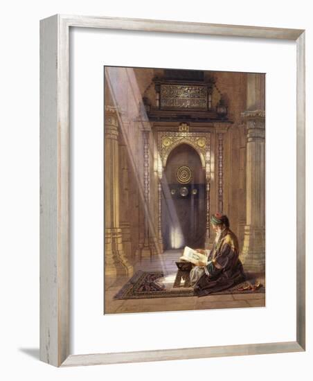 In the Mosque, (Watercolour Heightened with White and Touches of Gum Arabic 63)-Carl Friedrich Heinrich Werner-Framed Giclee Print