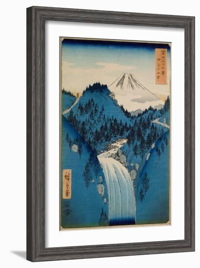 In the Mountains of Izu Province, 1858-59 (Woodblock Print, with Bokashi)-Ando or Utagawa Hiroshige-Framed Giclee Print