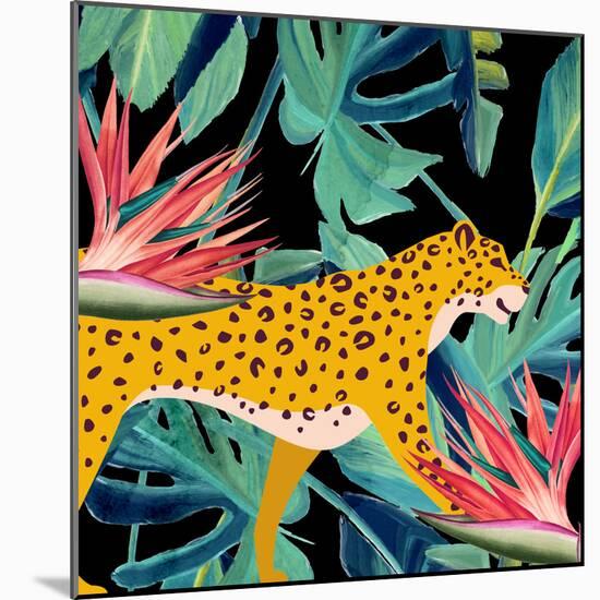 In the Palms Leopards 1-Kimberly Allen-Mounted Art Print