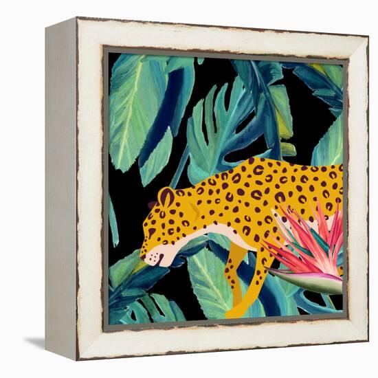 In the Palms Leopards 2-Kimberly Allen-Framed Stretched Canvas