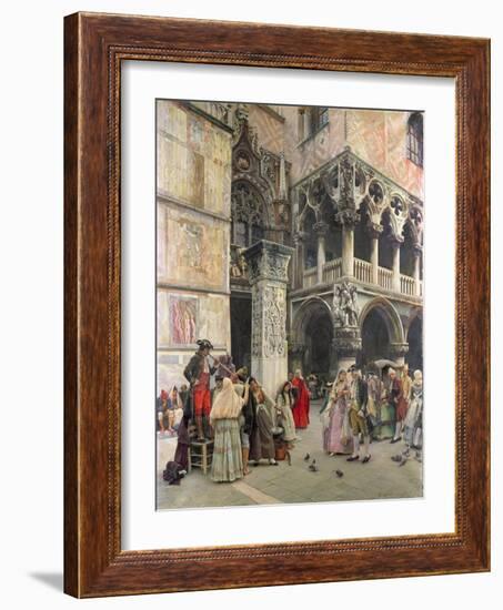 In the Piazzetta, Eighteenth Century, 1859-92 (Oil on Canvas)-William Logsdail-Framed Giclee Print