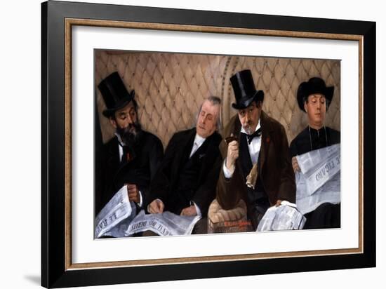 In the Railway Carriage-Pierre Carrier-belleuse-Framed Giclee Print