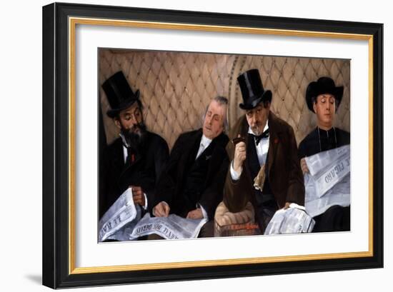 In the Railway Carriage-Pierre Carrier-belleuse-Framed Giclee Print