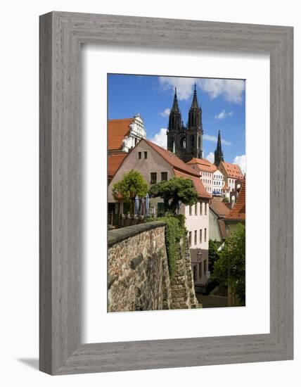 In the Red Steps in the Old Town of Mei§en, View to the Cathedral-Uwe Steffens-Framed Photographic Print