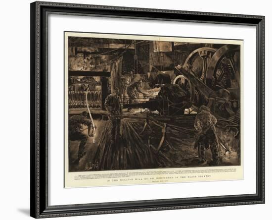 In the Rolling Mill of an Ironworks in the Black Country-Henri Lanos-Framed Giclee Print