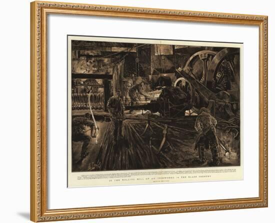 In the Rolling Mill of an Ironworks in the Black Country-Henri Lanos-Framed Giclee Print