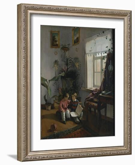 In the Room. Young Boys Looking at Book, 1854-Ivan Phomich Khrutsky-Framed Giclee Print