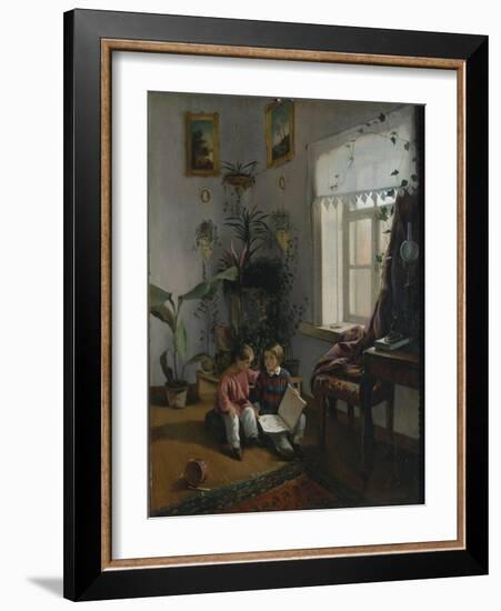 In the Room. Young Boys Looking at Book, 1854-Ivan Phomich Khrutsky-Framed Giclee Print