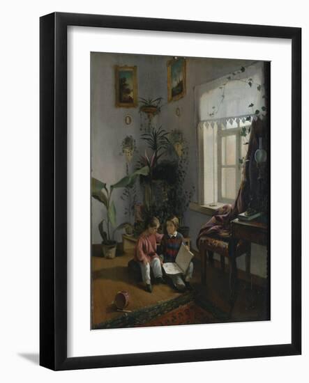 In the Room. Young Boys Looking at Book, 1854-Ivan Phomich Khrutsky-Framed Giclee Print