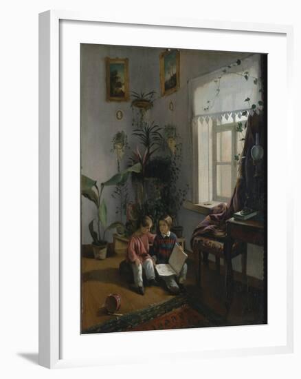 In the Room. Young Boys Looking at Book, 1854-Ivan Phomich Khrutsky-Framed Giclee Print