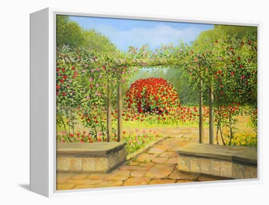 In The Rose Garden-kirilstanchev-Framed Stretched Canvas