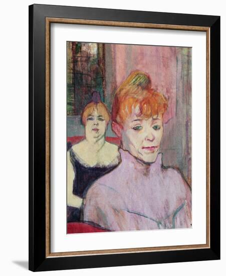 In the Salon of the Rue Des Moulins (Detail of the Foreground, Heads of Two Women), 1894 (Oil on Ca-Henri de Toulouse-Lautrec-Framed Giclee Print