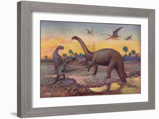 In the Saurian Age, when the World's inhabitants were gigantic peptiles, 1907-Unknown-Framed Giclee Print