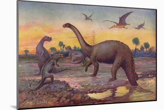 In the Saurian Age, when the World's inhabitants were gigantic peptiles, 1907-Unknown-Mounted Giclee Print