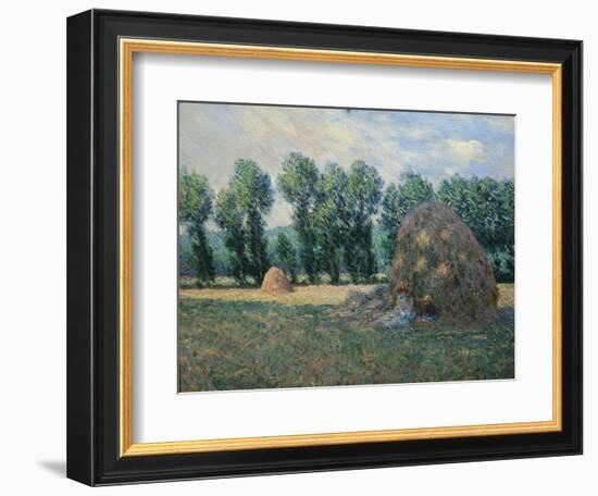 In the Shadow of a Haystack, 1885-Claude Monet-Framed Giclee Print