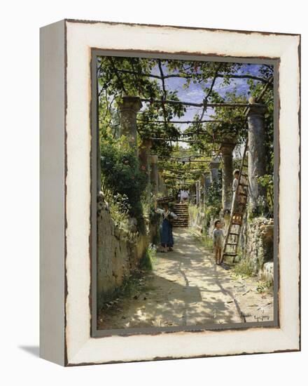 In the Shadow of an Italian Pergola, A Warm Afternoon in Anacapri-Peder Mork Monsted-Framed Premier Image Canvas