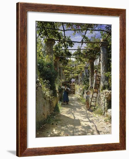 In the Shadow of an Italian Pergola, A Warm Afternoon in Anacapri-Peder Mork Monsted-Framed Giclee Print