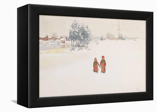 In the Snow, 1910 (w/c and pencil on paper)-Carl Larsson-Framed Premier Image Canvas