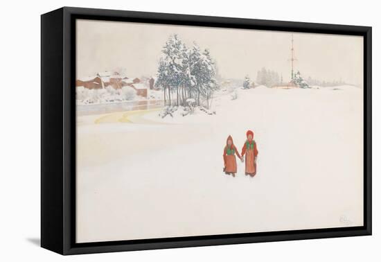 In the Snow, 1910 (w/c and pencil on paper)-Carl Larsson-Framed Premier Image Canvas