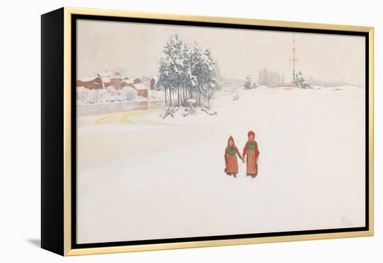 In the Snow, 1910 (w/c and pencil on paper)-Carl Larsson-Framed Premier Image Canvas