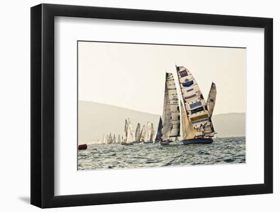 In the start of the yachting regatta Centomiglia in 2012 in front of the harbour of Bogliaco, Lake -Rasmus Kaessmann-Framed Photographic Print