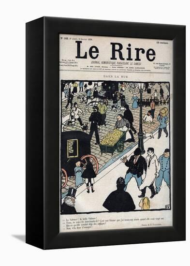 In the street - Cover of the newspaper Le Rire, of January 6, 1898 drawing by Felix Vallotton-Felix Edouard Vallotton-Framed Premier Image Canvas