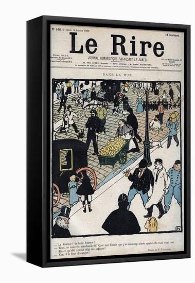 In the street - Cover of the newspaper Le Rire, of January 6, 1898 drawing by Felix Vallotton-Felix Edouard Vallotton-Framed Premier Image Canvas