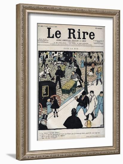 In the street - Cover of the newspaper Le Rire, of January 6, 1898 drawing by Felix Vallotton-Felix Edouard Vallotton-Framed Giclee Print