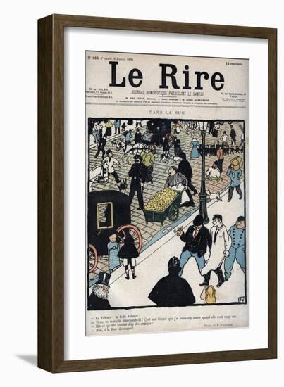 In the street - Cover of the newspaper Le Rire, of January 6, 1898 drawing by Felix Vallotton-Felix Edouard Vallotton-Framed Giclee Print