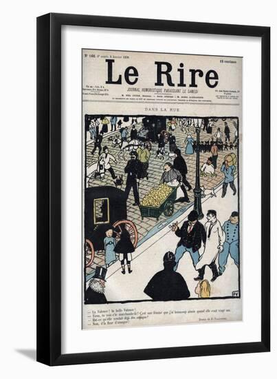 In the street - Cover of the newspaper Le Rire, of January 6, 1898 drawing by Felix Vallotton-Felix Edouard Vallotton-Framed Giclee Print