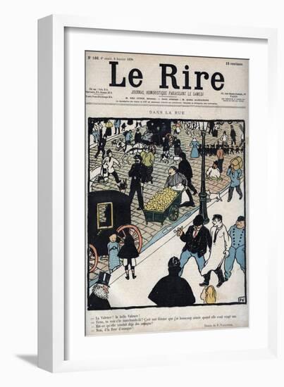 In the street - Cover of the newspaper Le Rire, of January 6, 1898 drawing by Felix Vallotton-Felix Edouard Vallotton-Framed Giclee Print