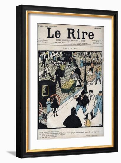 In the street - Cover of the newspaper Le Rire, of January 6, 1898 drawing by Felix Vallotton-Felix Edouard Vallotton-Framed Giclee Print