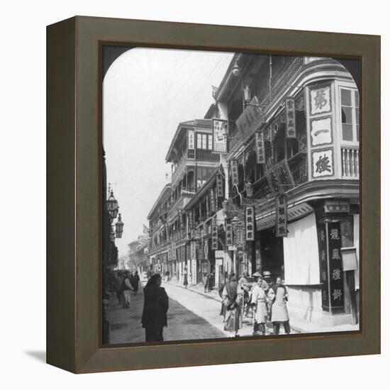 In the Street of the Tea Houses, Shanghai, China, 1901-Underwood & Underwood-Framed Premier Image Canvas