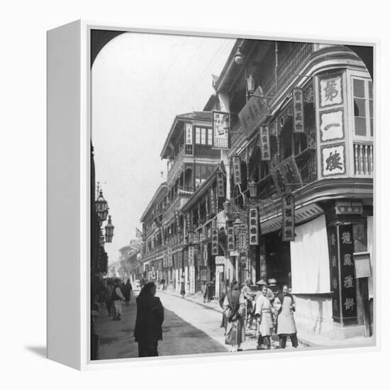 In the Street of the Tea Houses, Shanghai, China, 1901-Underwood & Underwood-Framed Premier Image Canvas