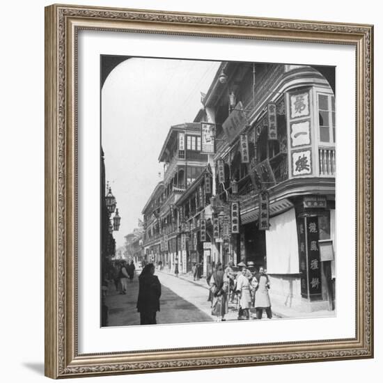 In the Street of the Tea Houses, Shanghai, China, 1901-Underwood & Underwood-Framed Photographic Print