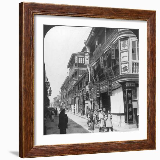 In the Street of the Tea Houses, Shanghai, China, 1901-Underwood & Underwood-Framed Photographic Print