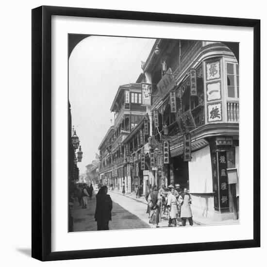 In the Street of the Tea Houses, Shanghai, China, 1901-Underwood & Underwood-Framed Photographic Print